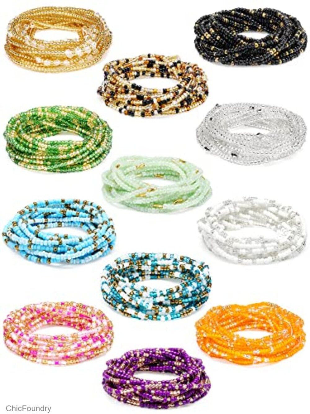 12 Pcs Waist Beads Plus Size African Tie on Chain